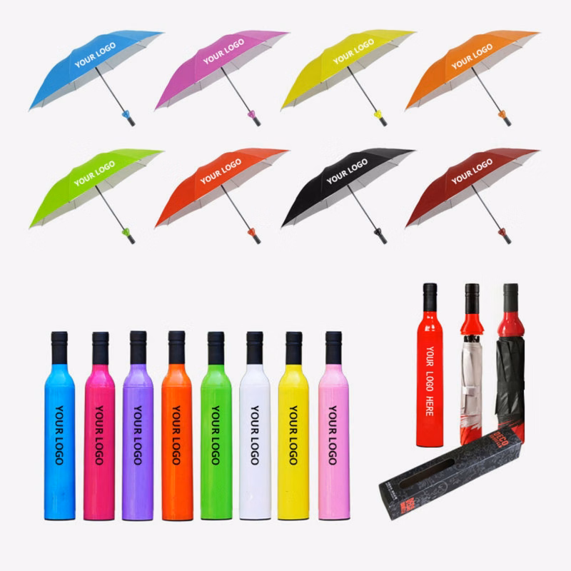 Multicolor Wine Bottle Folding Umbrella