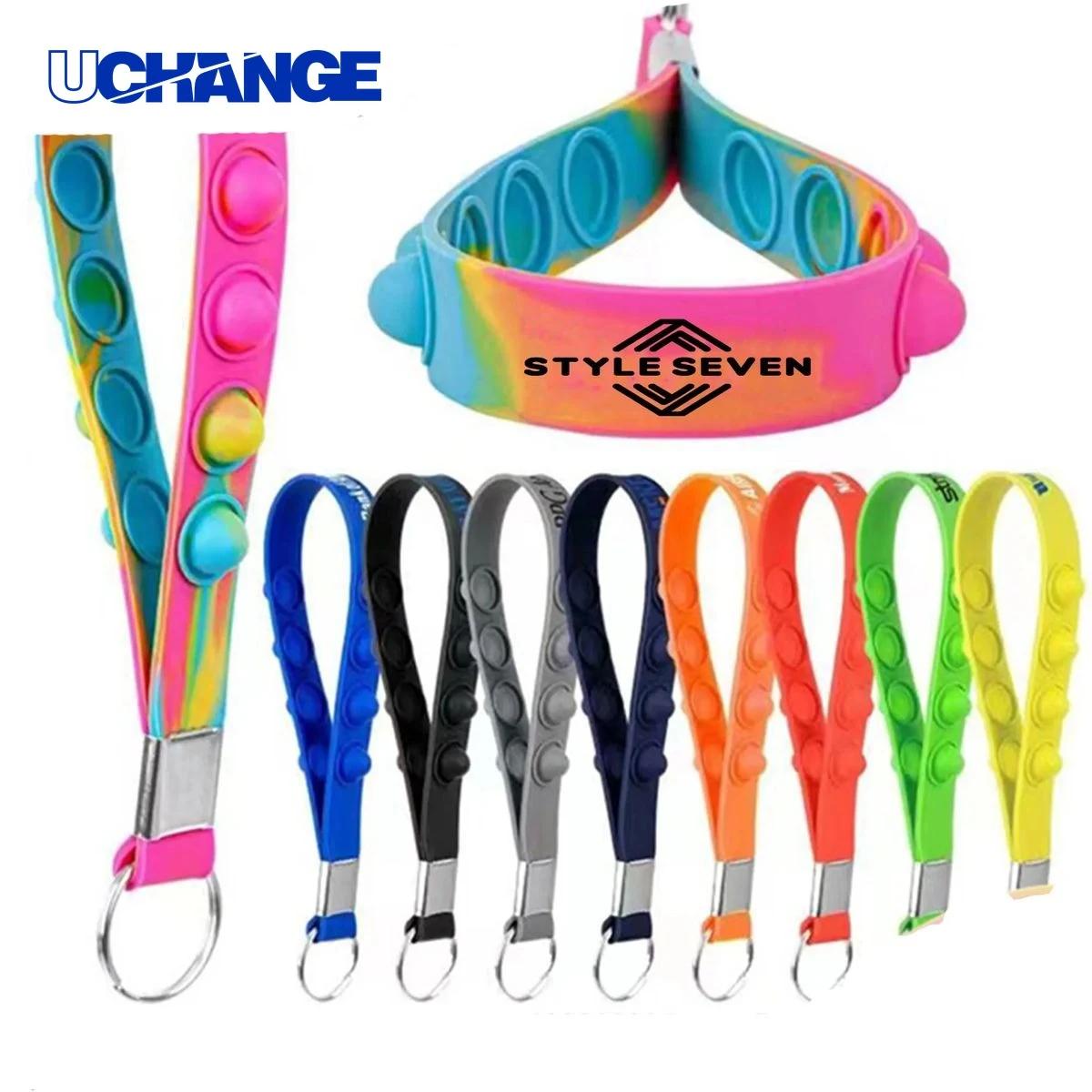 Colored Silicone Wristband Keychain 1