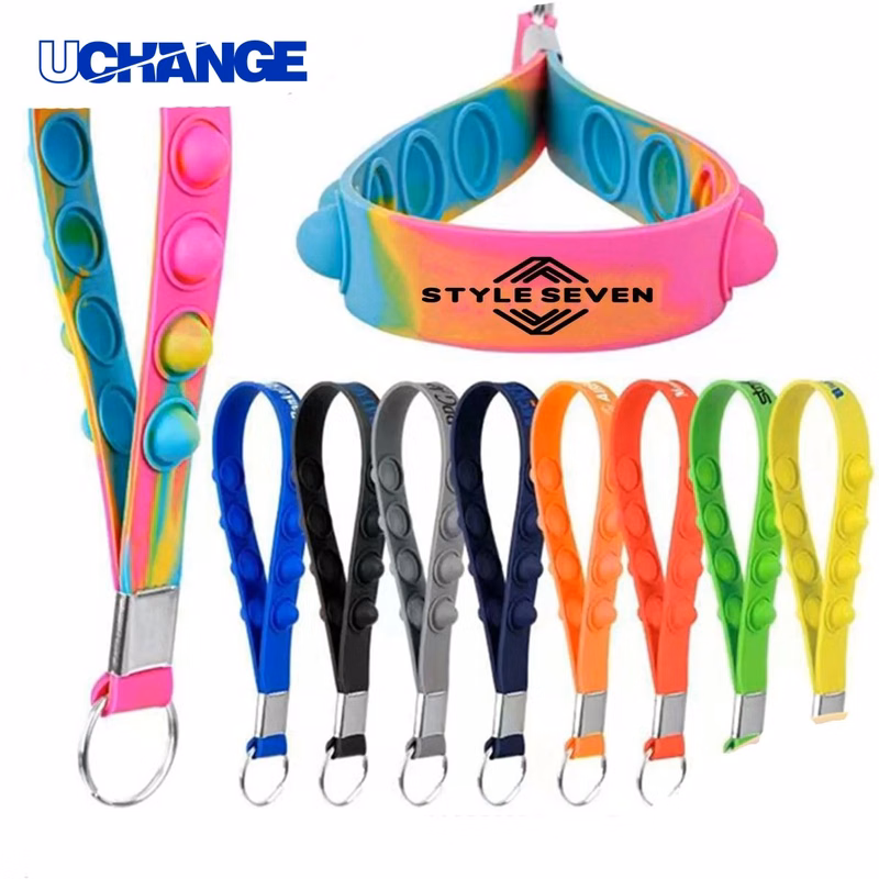 Colored Silicone Wristband Keychain