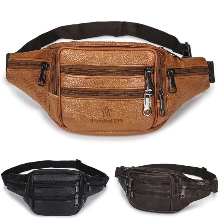 Leather Fanny Pack Multi-Pockets Waist Belt Bag 1
