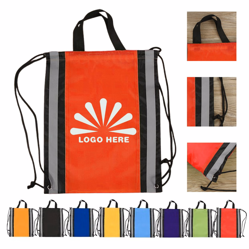 Drawstring Backpacks Bag with Reflective Strip