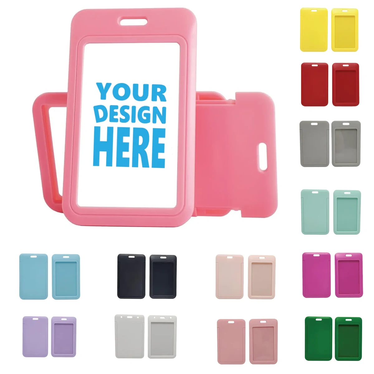 Slide Open Plastic Portrait Lanyard Card Holder 1