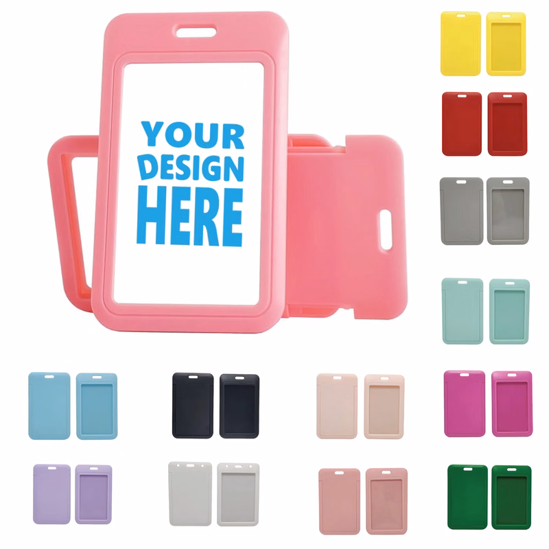 Slide Open Plastic Portrait Lanyard Card Holder