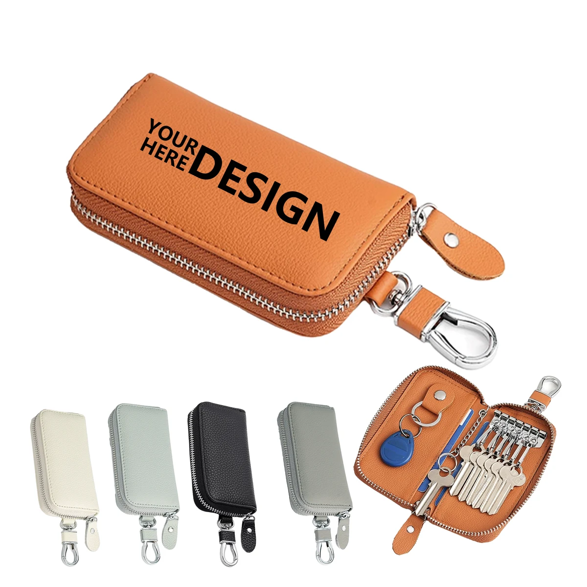 Top-Grain Leather Car Key & Card Pouch 1