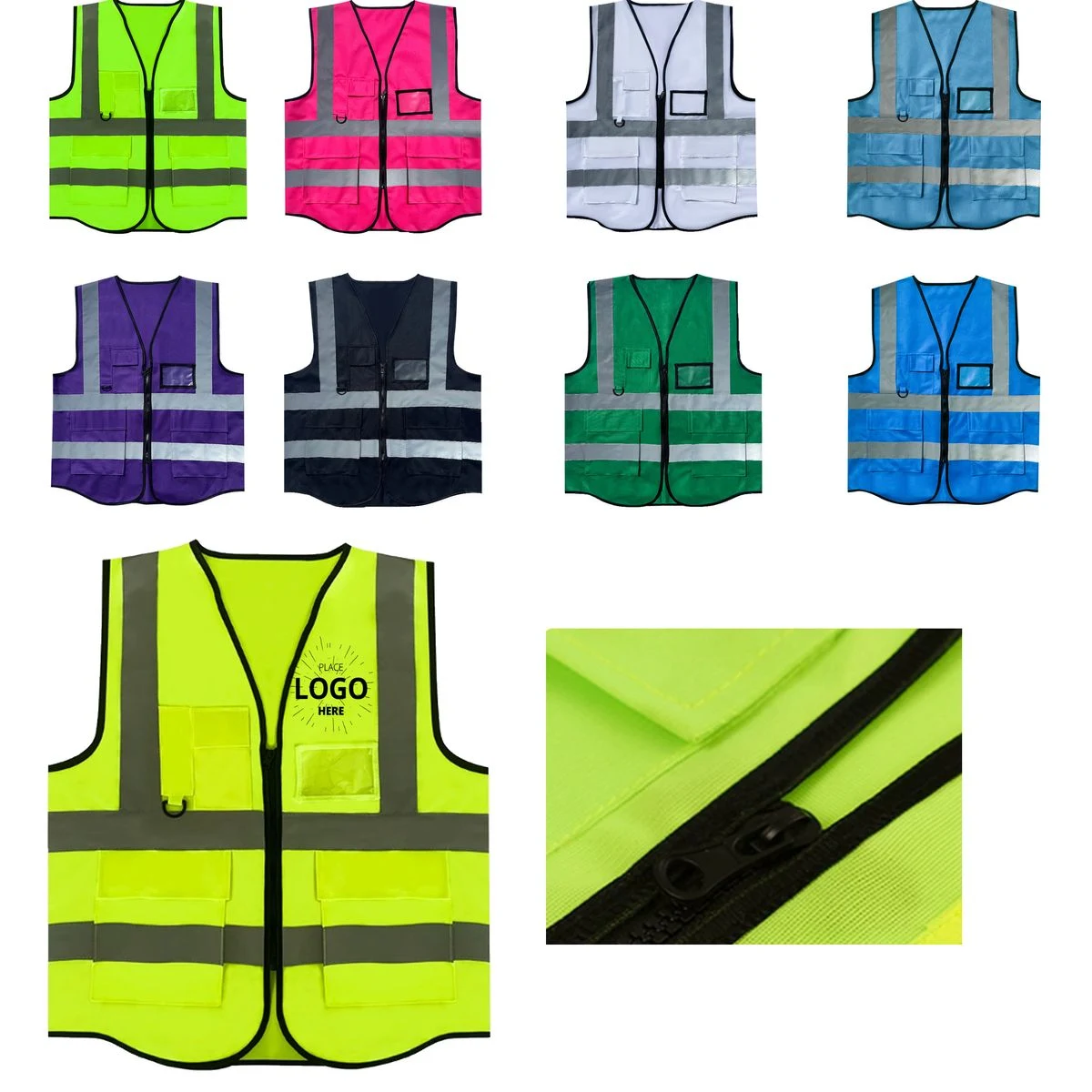 Custom Multi-Color Logo Warp Knit Safety Reflective Vest 1