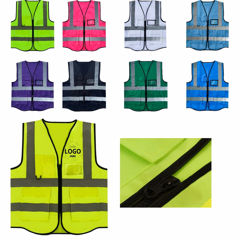 Custom Multi-Color Logo Warp Knit Safety Reflective Vest