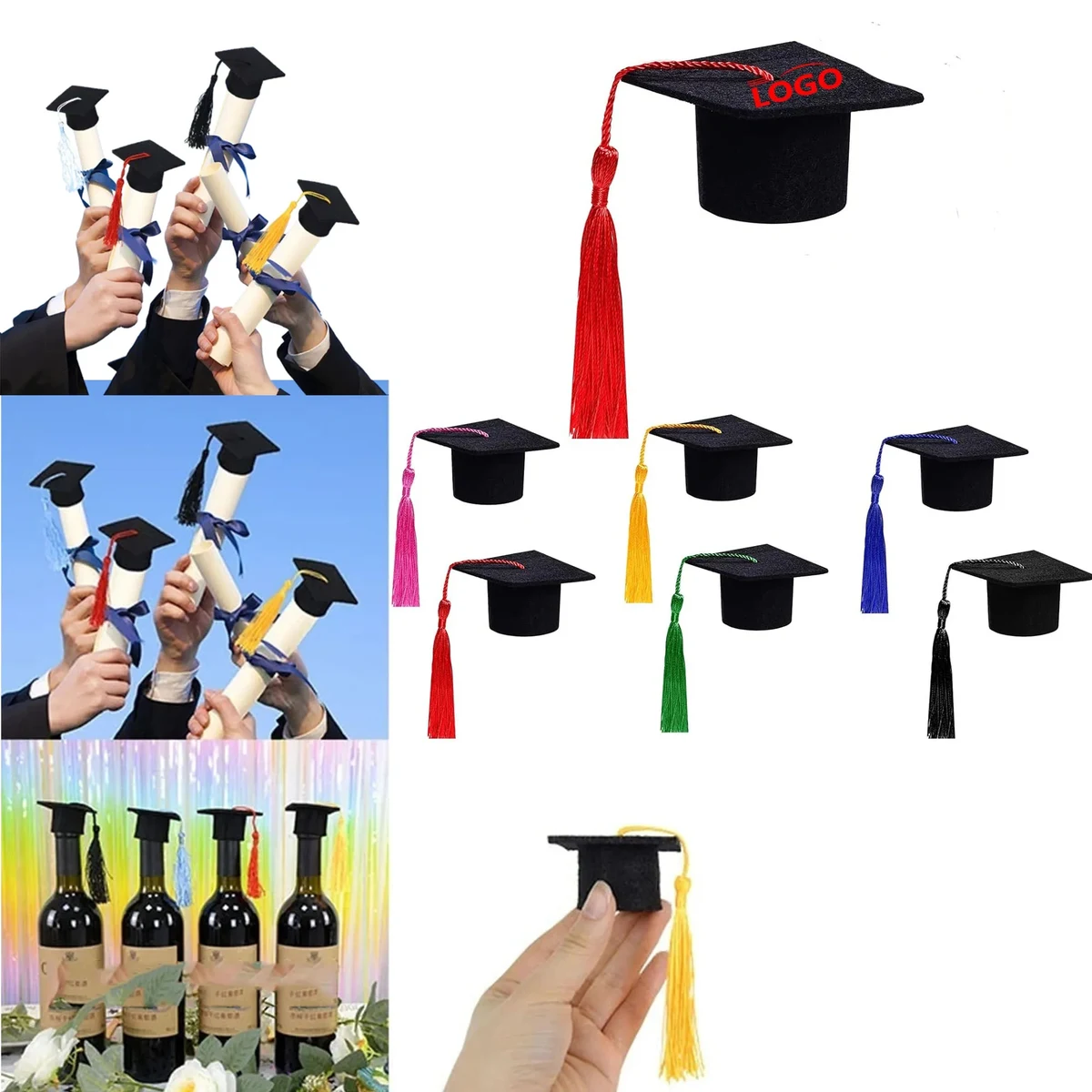 Mini Graduation Cap Felt Hat Bottle Topper 1