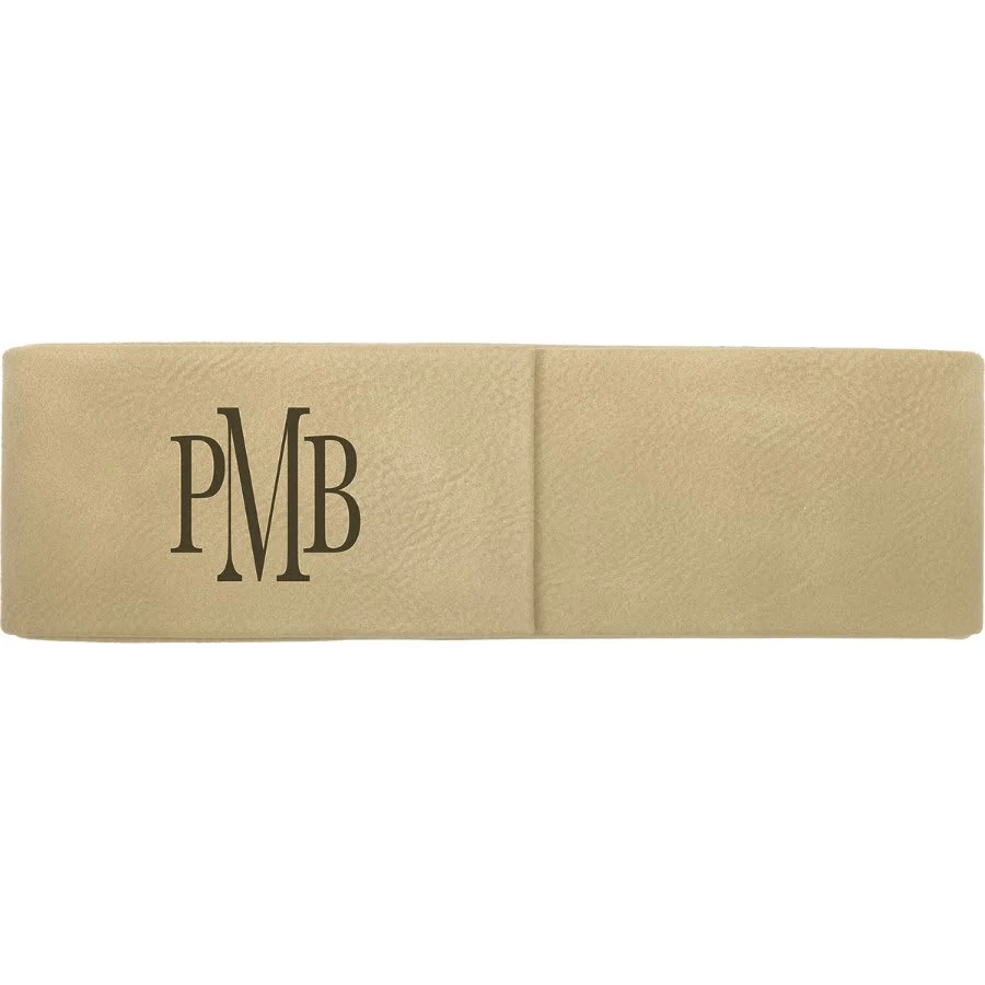 6 1/2" x 2" Light Brown Leatherette Double Pen Case 1
