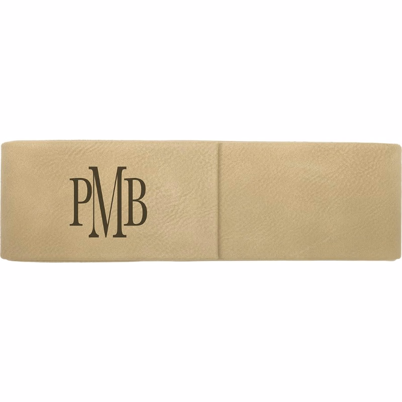 6 1/2" x 2" Light Brown Leatherette Double Pen Case