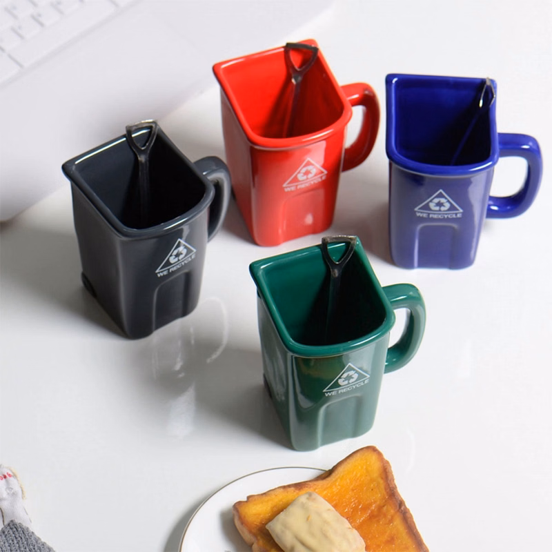 Creative Ceramic Trash Can Drinking Mug