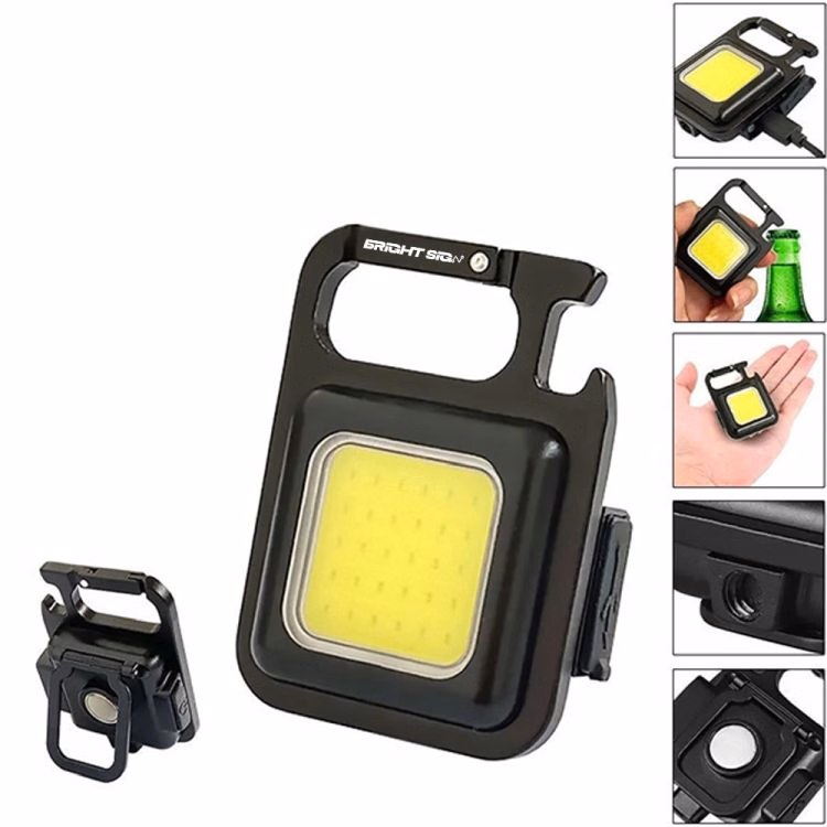800-Lumen Rechargeable COB Foldable Keychain Flashlight