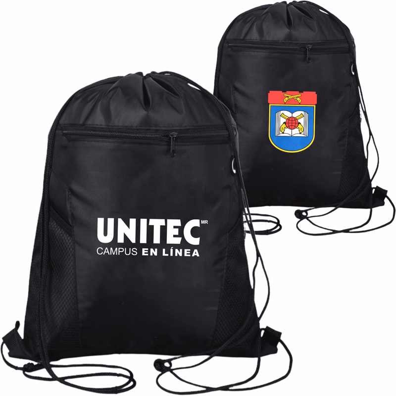 Premium Drawstring Side Mesh Backpack w/ Earphone Outlet & Front Zipper Pocket (14" x 18")