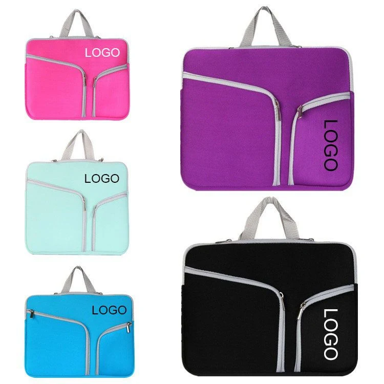 17" Neoprene Laptop Sleeve W/ 3 Zipper Compartments & Handle 1