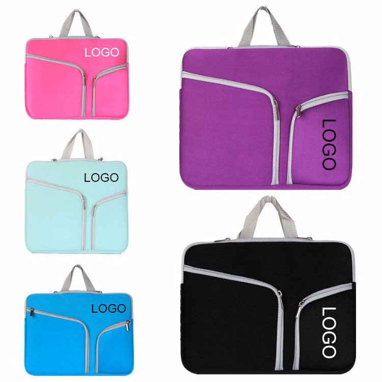 11" Neoprene Laptop Sleeve W/ 3 Zipper Compartments & Handle