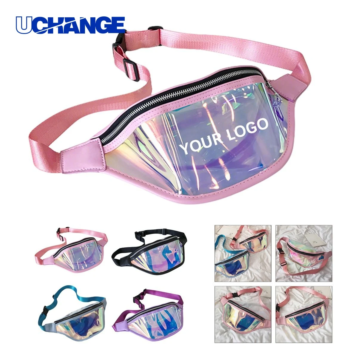 Holographic PVC Fanny Pack Organizer 12.8 x 3 x 5.5 Inches 1