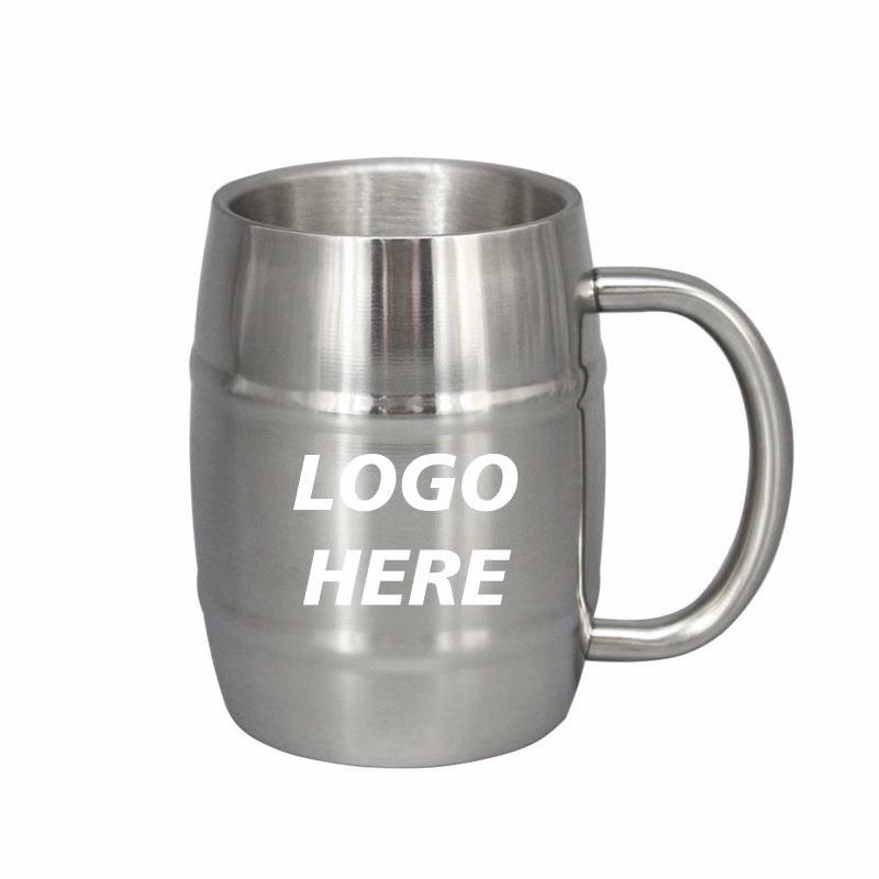 Custom 15 oz Stainless Steel Big Grip Beer Mug