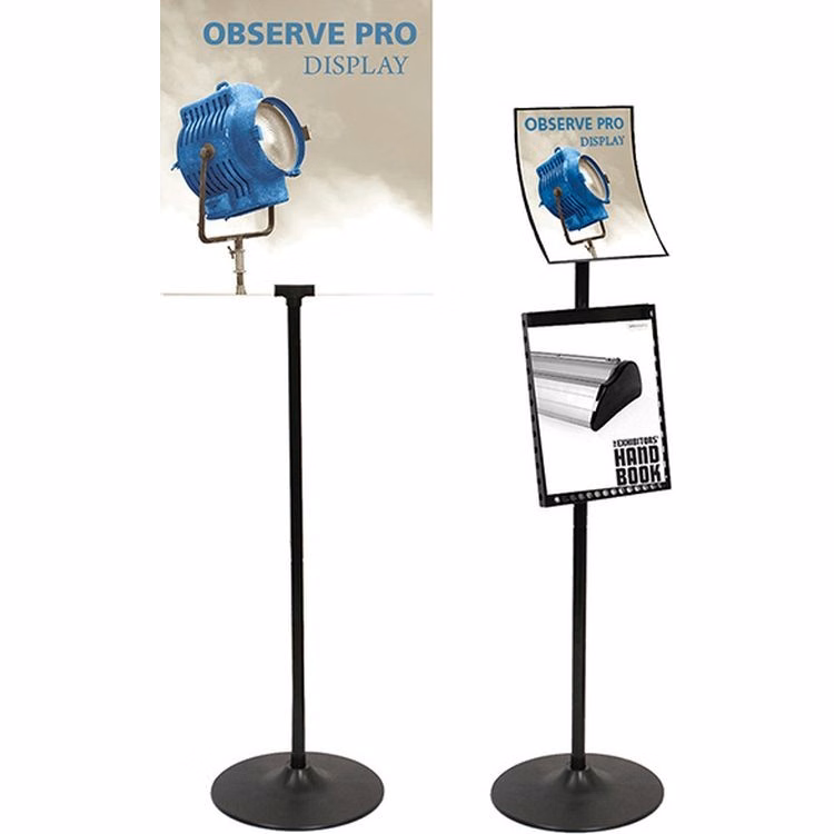 Observe Pro Sign Stand with 16" x 16" graphic & lit rack
