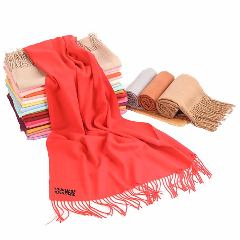 Solid Shawl Wrap Scarf With Fringes