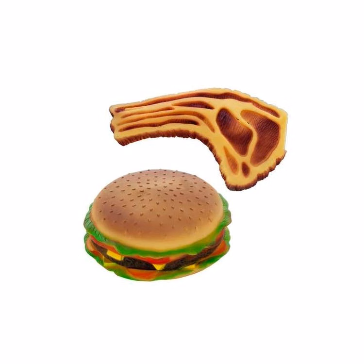 Squeaky Hamburger & Steak Dog Toy