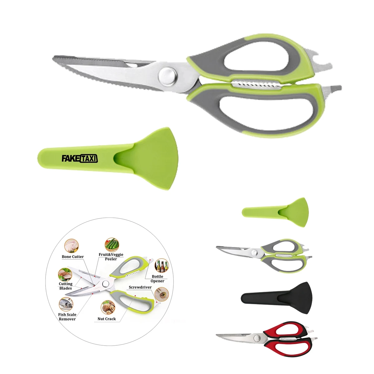 Multi Functional Kitchen Shears Fridge Scissors With Sleeve 1