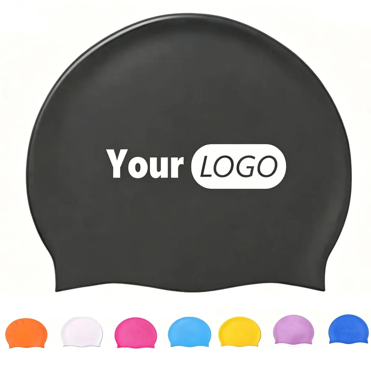 High Elastic Silicone Swimming Cap Custom Printed Logo 1