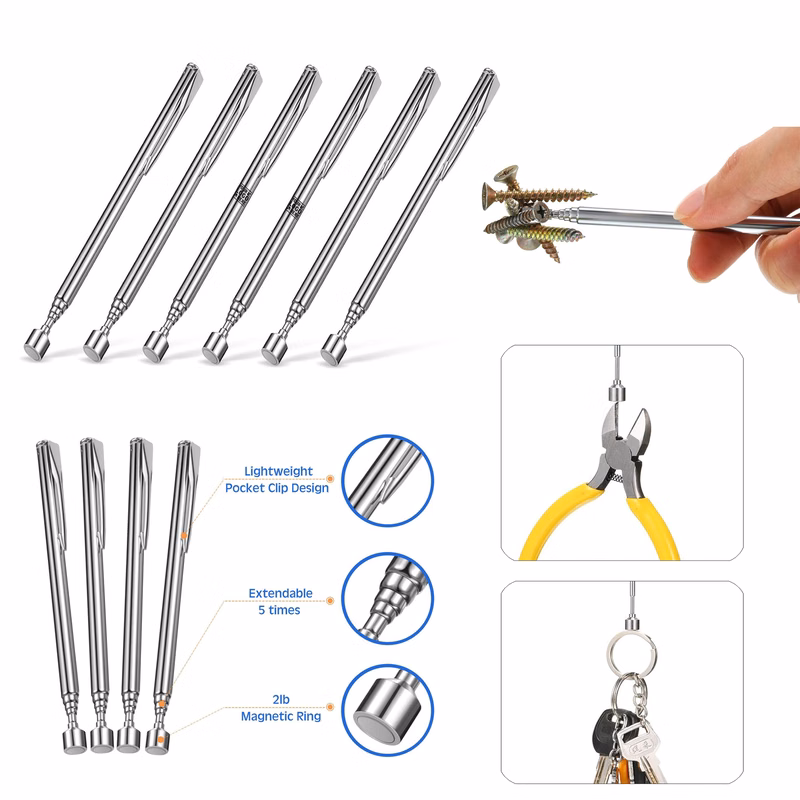 Telescoping Magnet Pickup Tool 2 Lb Magnetic Retrieve Screws Nut Pin Stick Gadget with Pocket Clip
