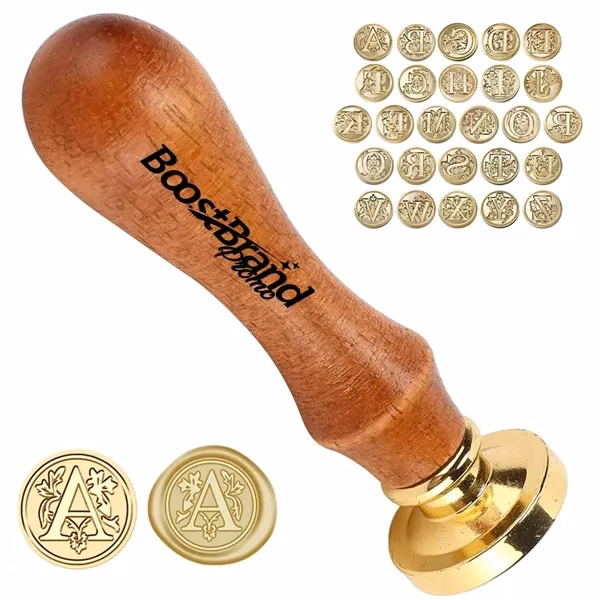Custom Brass Wax Seal Stamp with Wood Handle — Premium Office Stationery Item