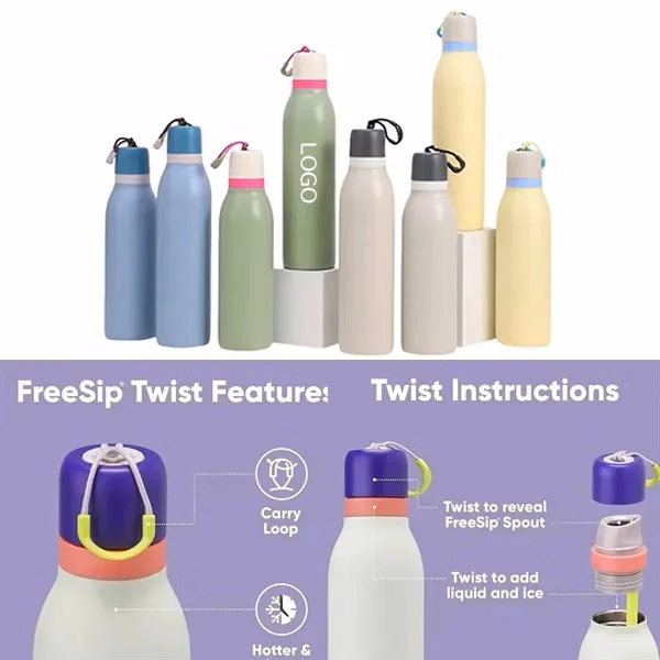 18 oz Insulated Sports Water Bottle with Macaron Color