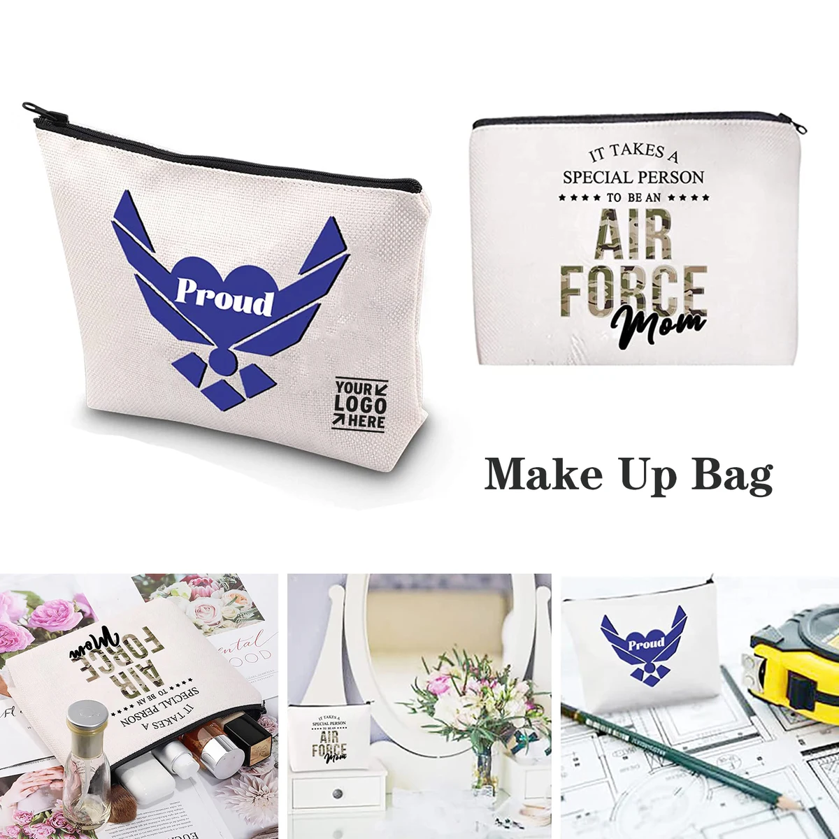 Proud Military Mom Cosmetic Make Up Bag 1