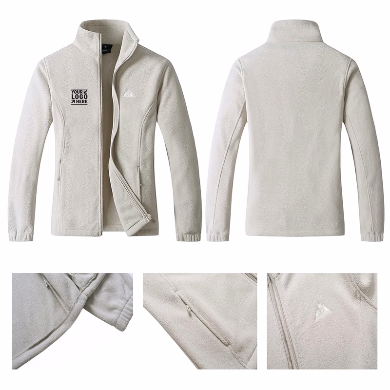 Women Lightweight Full Zip Soft Polar Fleece Jacket Outdoor Recreation Coat With Zipper Pockets
