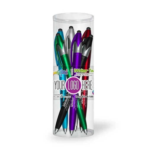 iWriter Twist Stylus & Pen Combo - 6 Pack Tube Set with Full Color Decal 1