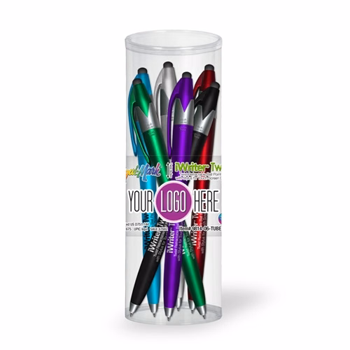 iWriter Twist Stylus & Pen Combo - 6 Pack Tube Set with Full Color Decal