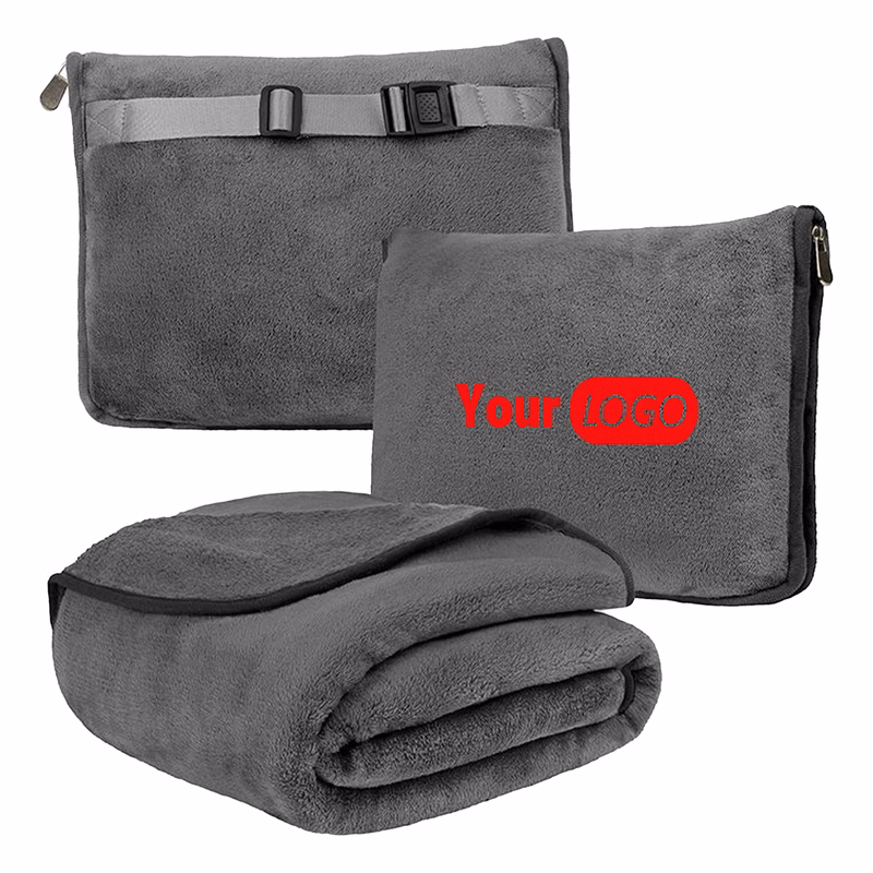 Flannel Compact And Comfortable 2-In-1 Travel Blanket And Pillow