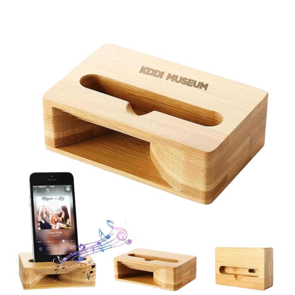 Bamboo Phone Holder Speaker Amplifier 1