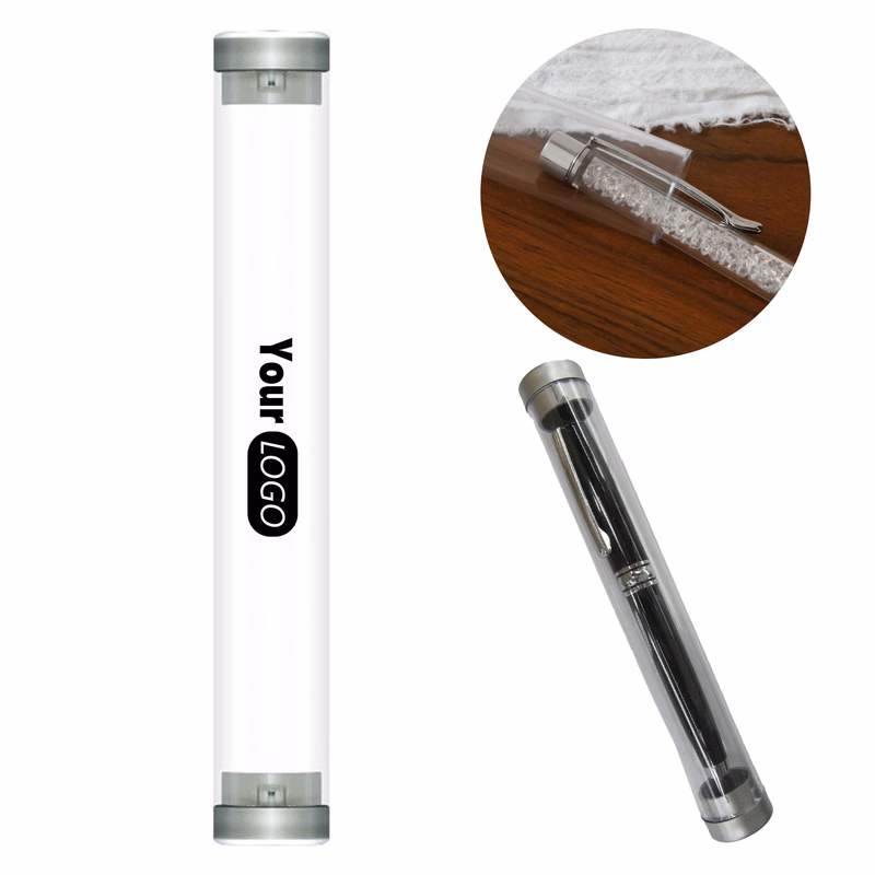 Plastic 10 Transparent Cylindrical Pen Case