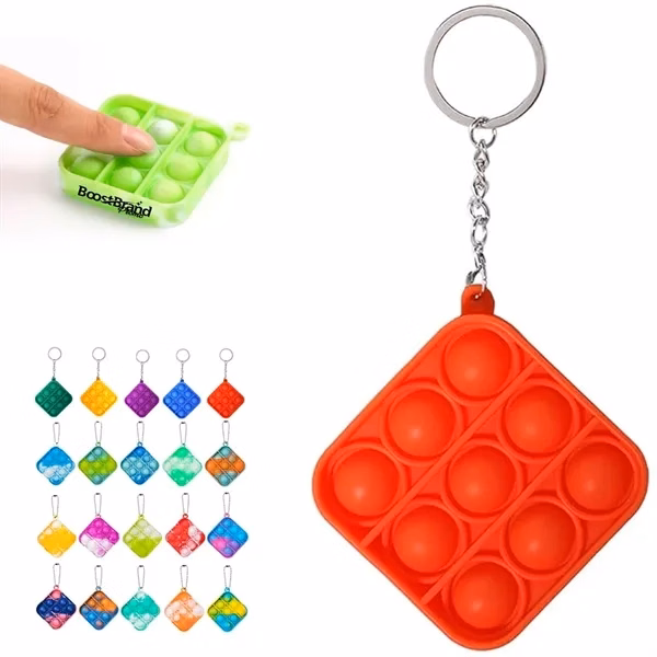 Custom Mini Silicone Pop Fidget Keychain 2.44 Inches — Stress Relief Promotional Toy