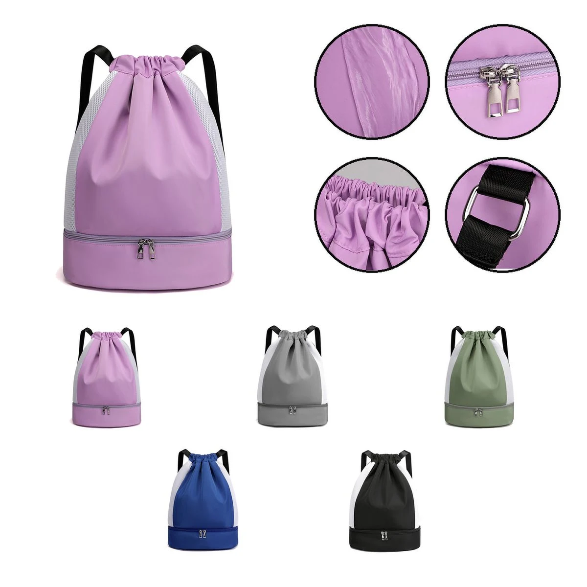 Nylon Backpack with Shoe Compartment 1