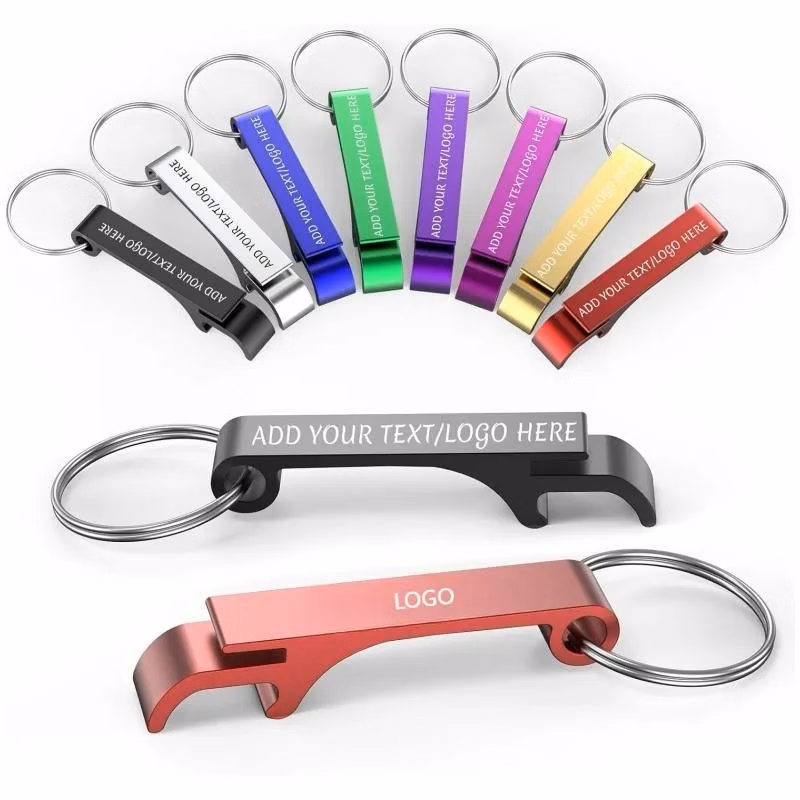 Colorful Can Bottle Opener With Keychain Ring