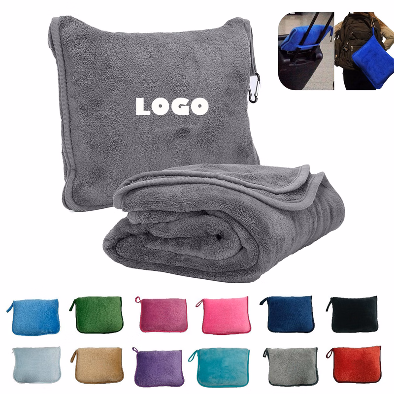 2 In 1 59" x 39" Travel Pillow Blanket