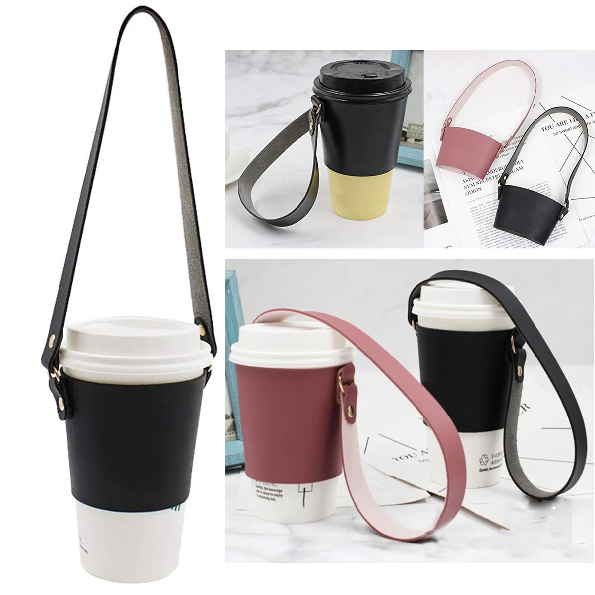 PU Leather Drink Holder with Handle Tie 1