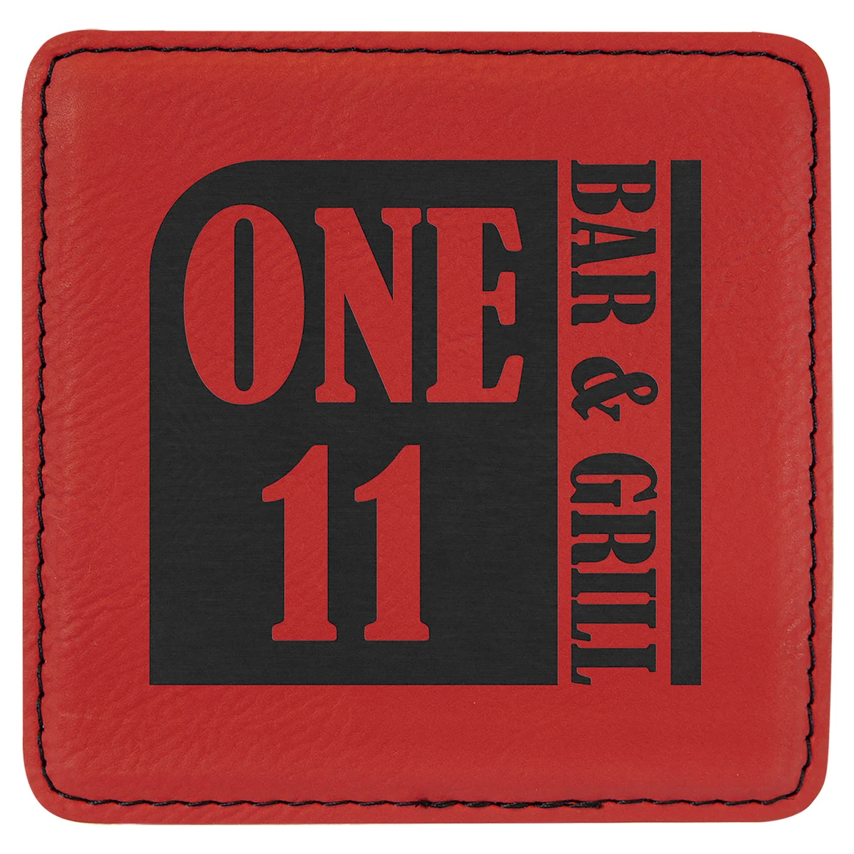 4" x 4" Square Red Leatherette Coaster 1