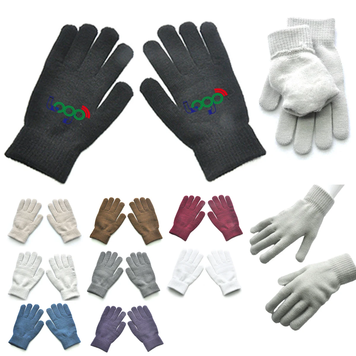 MOQ 50 PCS Soft Winter Solid Color Knitted Gloves 1