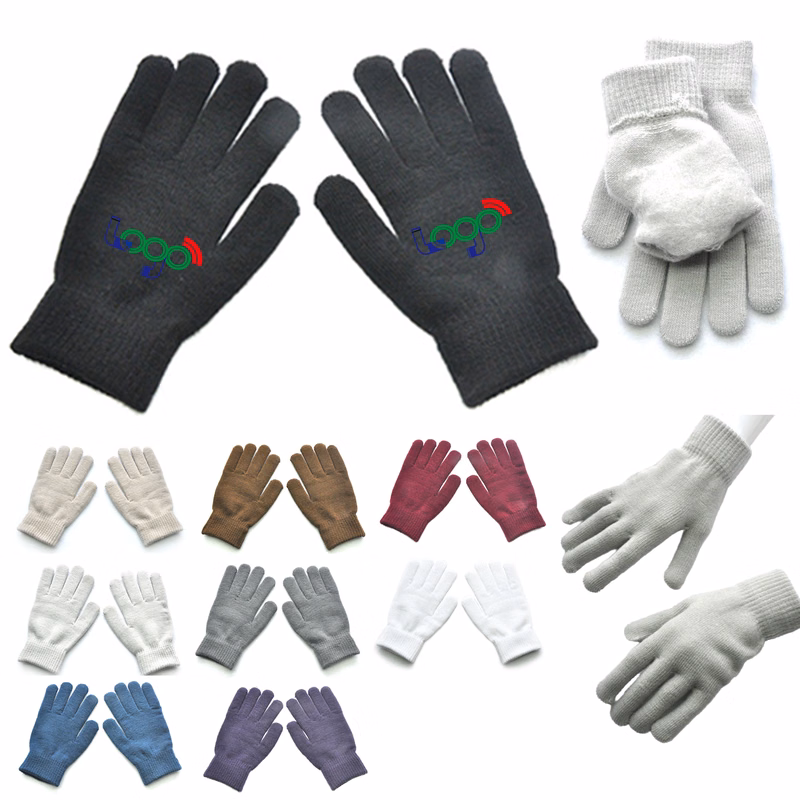 MOQ 50 PCS Soft Winter Solid Color Knitted Gloves