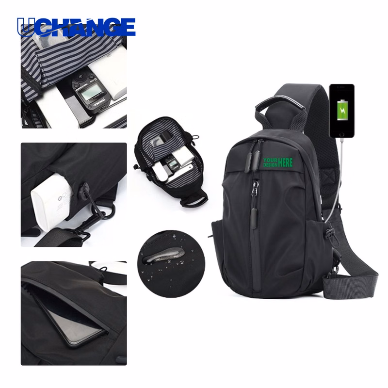 USB Business Crossbody Bag Organizer in Waterproof Nylon
