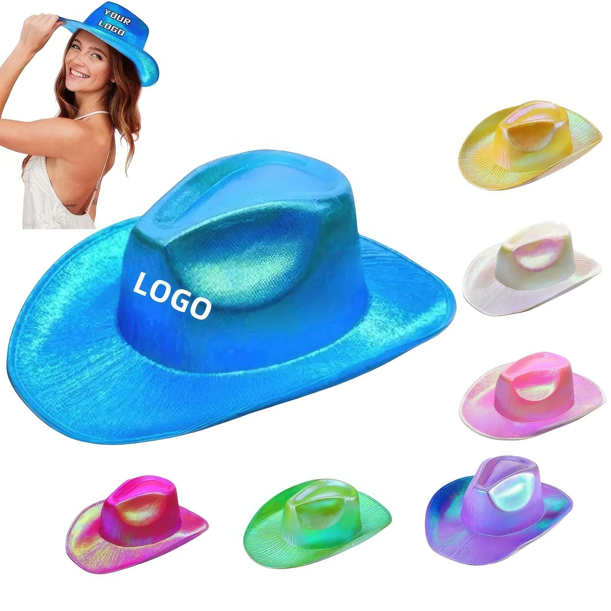 Shiny Metallic Neon Western Cowgirl Hat 1