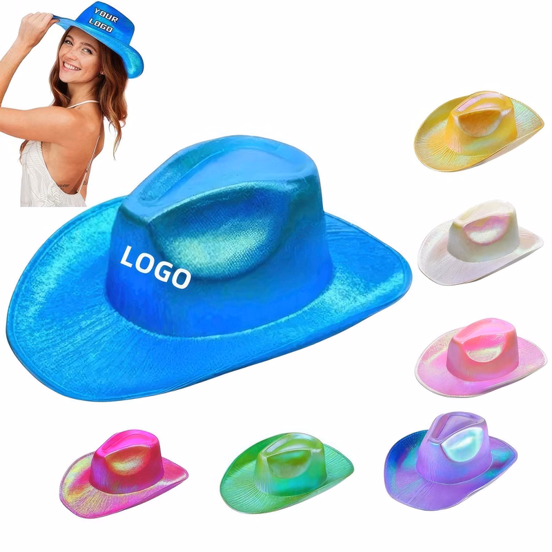 Shiny Metallic Neon Western Cowgirl Hat