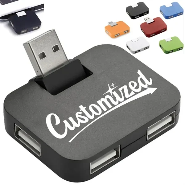 Custom 4-Port USB Hub Flip Connector — Portable Office & Travel Tech Giveaway 1