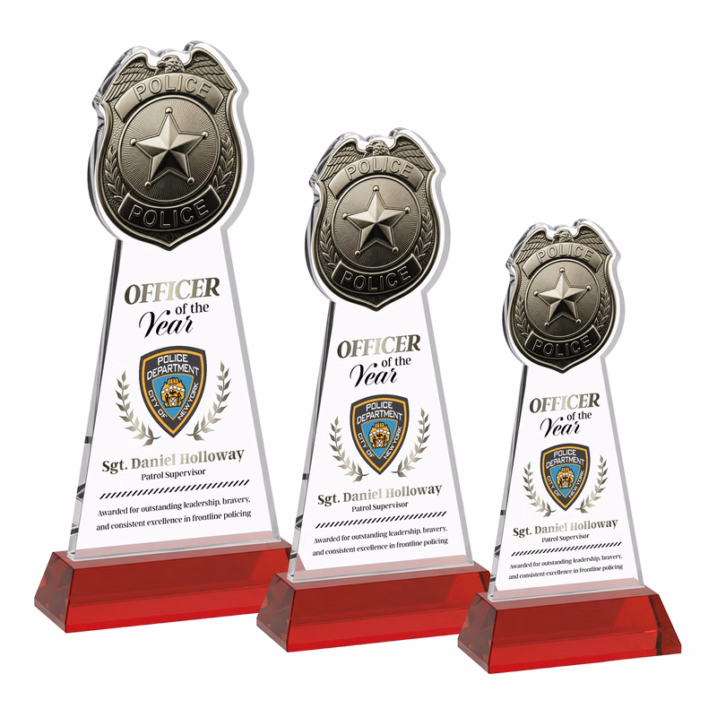 Police Badge VividPrint™ Award on Hartford Base - Red