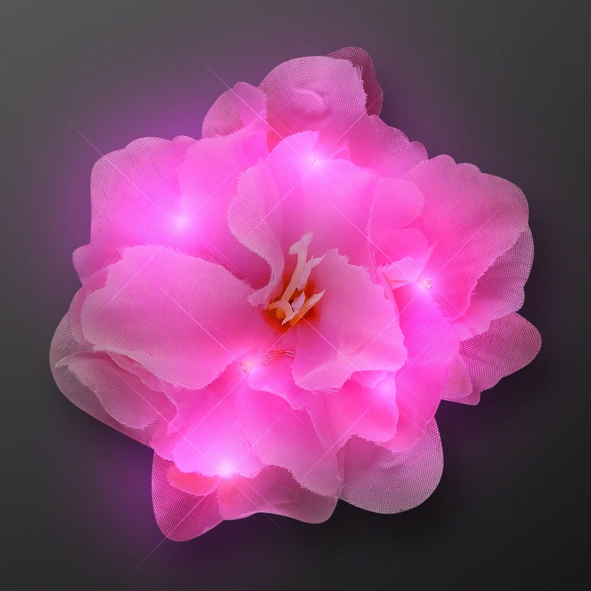 Light Up Pink Flower Hair Clip & Lapel Pin 1