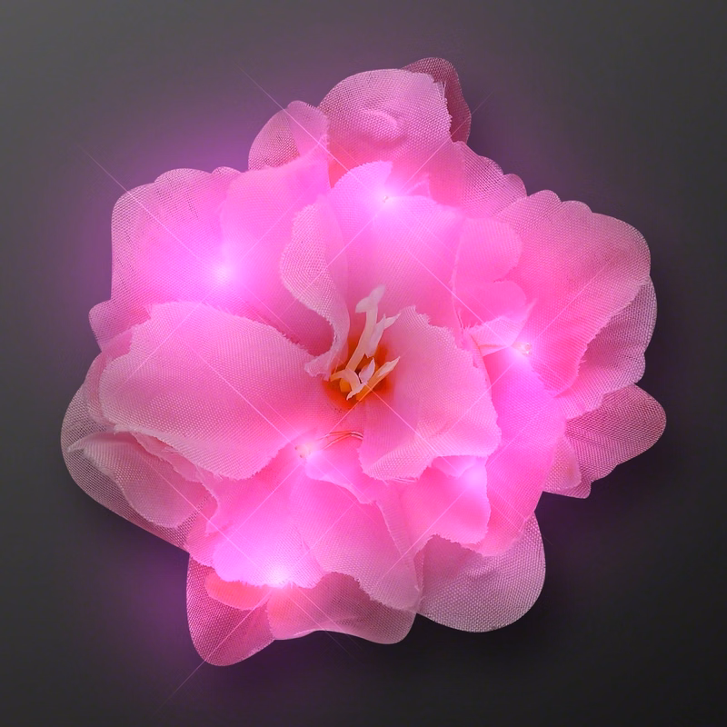 Light Up Pink Flower Hair Clip & Lapel Pin